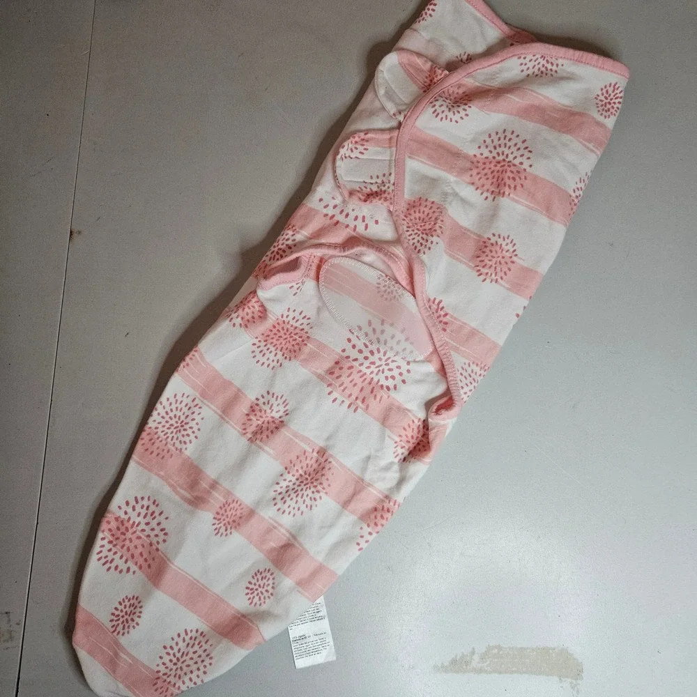 CuddleBug Gllquen Baby Swaddle Wrap Set 2PK Chevron Pink Stripe 0-3M 7-14lbs